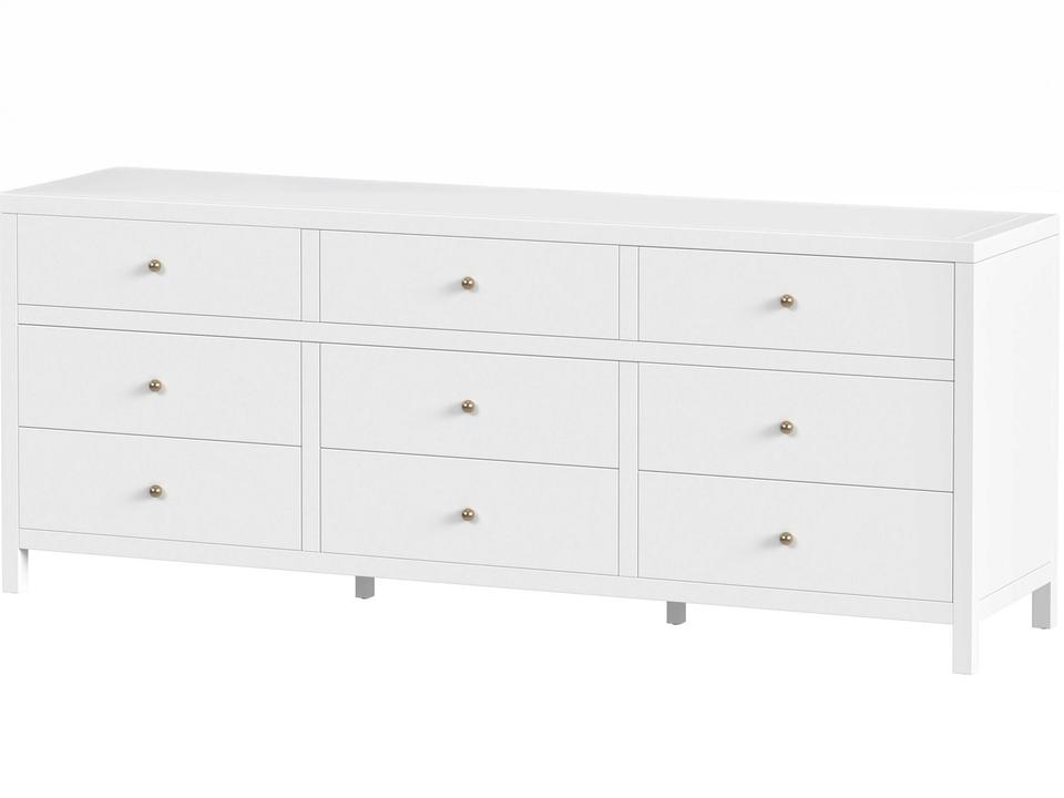 Nora 9-Drawer Wood Dresser in Smooth White