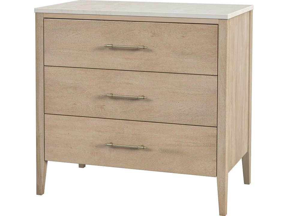 Specialty Averly Marble Top Wood 3-Drawer Chest Light Brown