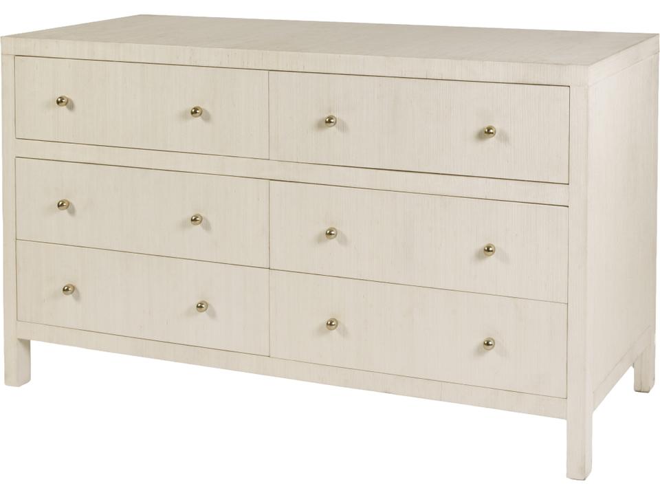 Nora 60 in. W Raffia 6 Drawer Dresser Beige
