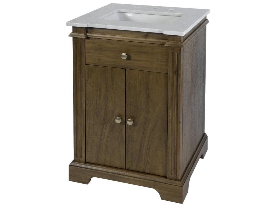 Rachelle 24 in. W Wood & Marble Bathroom Vanity Brown