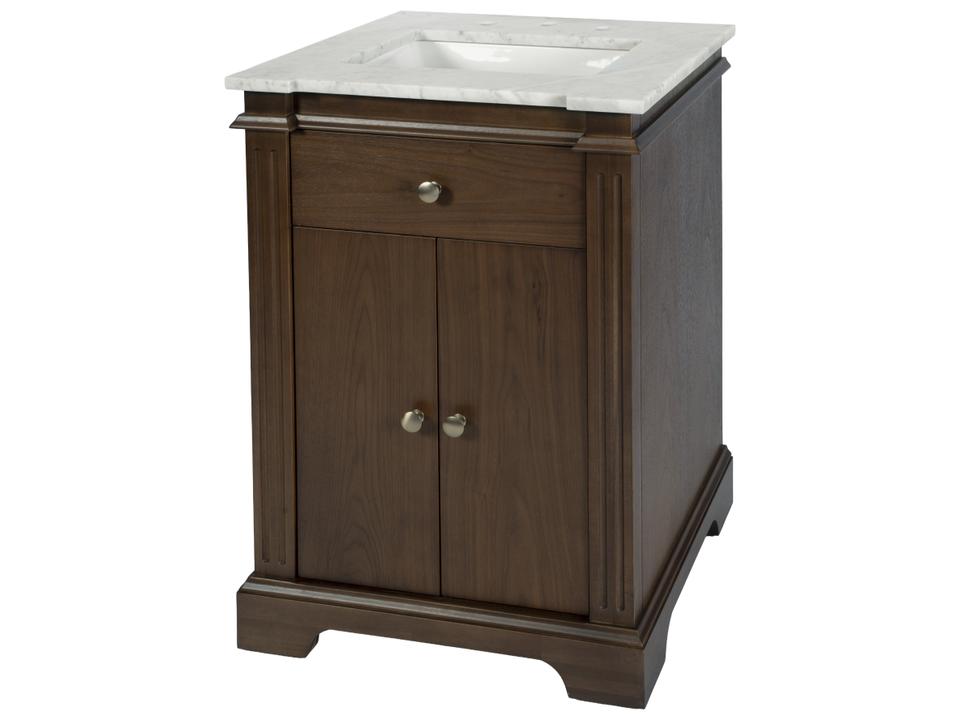 Rachelle 24 in. W Wood & Marble Bathroom Vanity Walnut