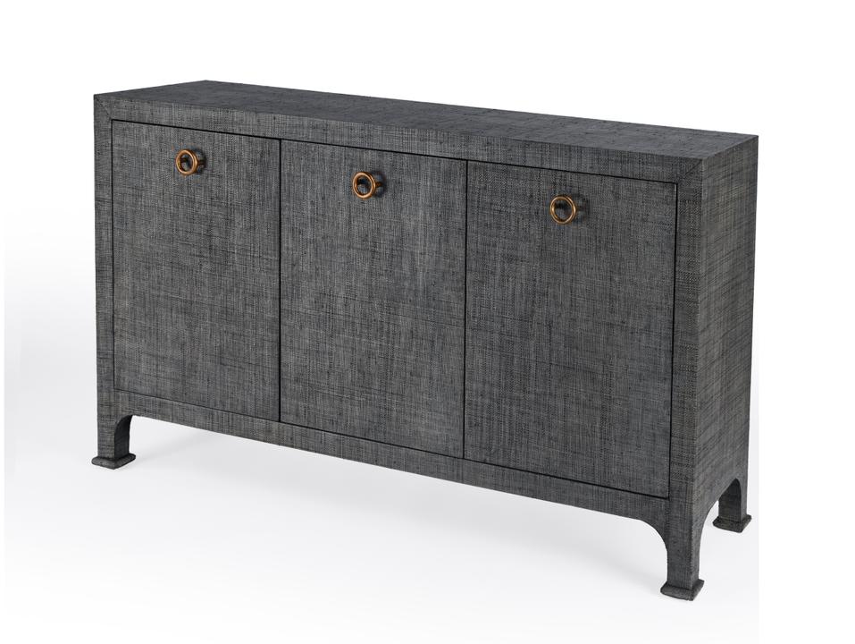 Chatham 3-Drawer 60-Inch Sideboard in Charcoal Gray Raffia
