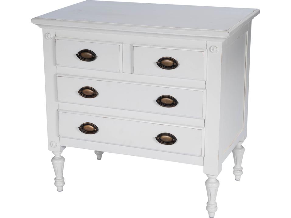 Easterbrook 4-Drawer Accent Chest in White with Bronze Hardware