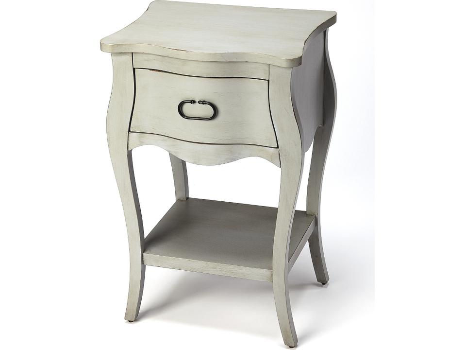 Rochelle 1-Drawer Nightstand in Gray with Open Shelf