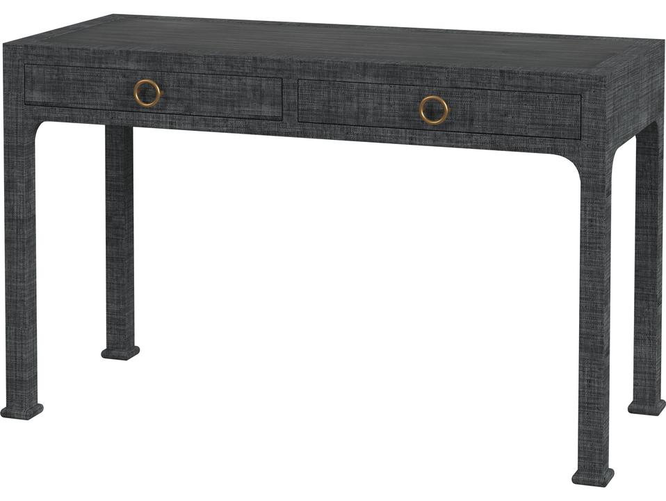 Chatham 2-Drawer Raffia Desk in Charcoal
