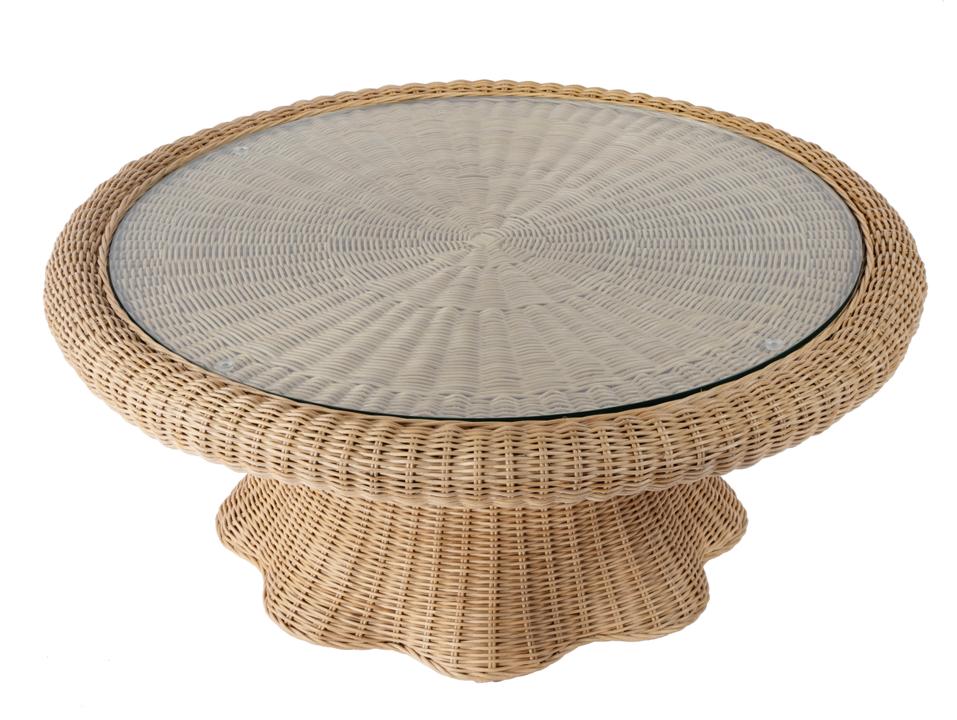 Specialty Company Flora Round Rattan Coffee Table in Light Brown