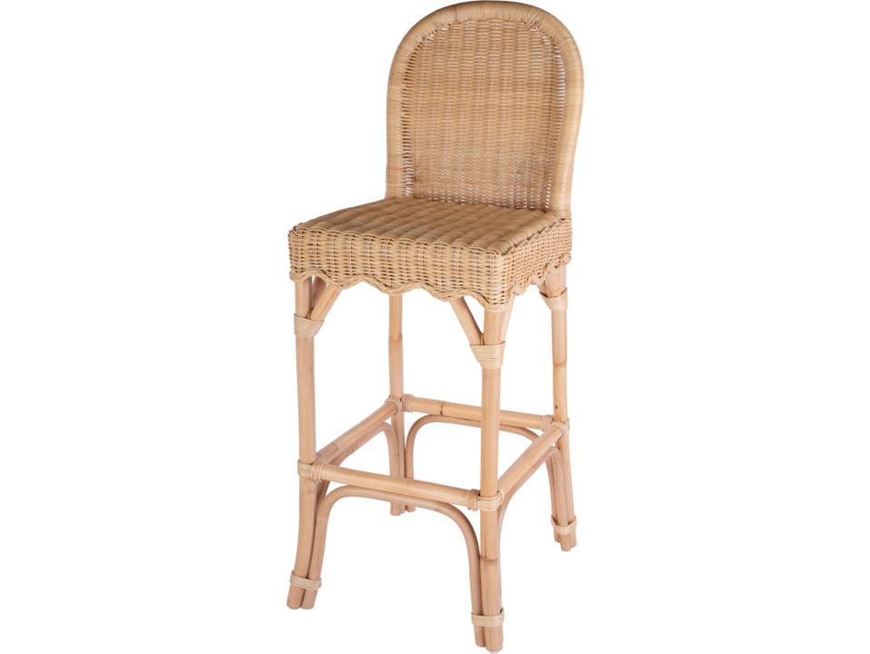 Specialty Flora 30-Inch Scalloped Edge Rattan Bar Stool in Light Brown