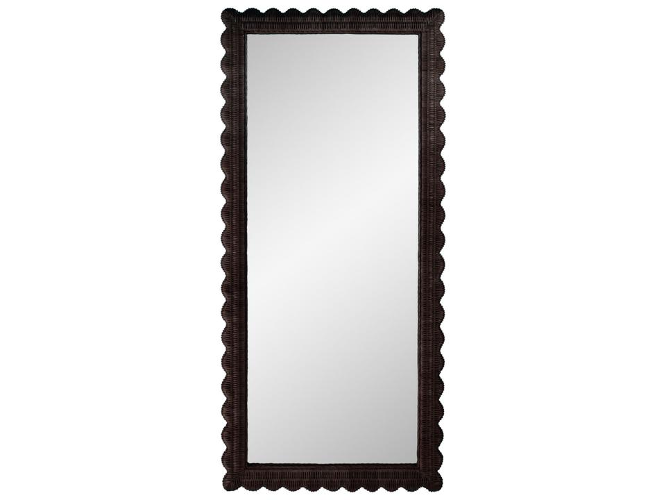 Flora 32"W x 69.5"H Rectangular Rattan Floor Mirror Brown