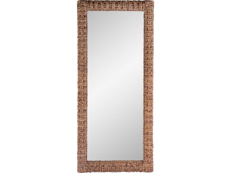 Gloucester Hand-Woven Water Hyacinth Floor Mirror in Dark Brown