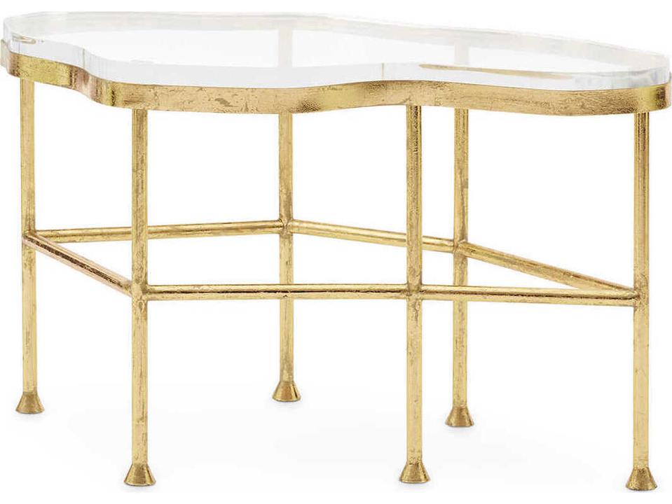 Villa and House Cristal Free Form Coffee Table with Gold Leaf Finish