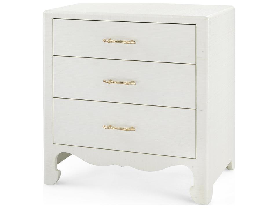 Gianna 3-Drawer End Table in Sand White Grasscloth