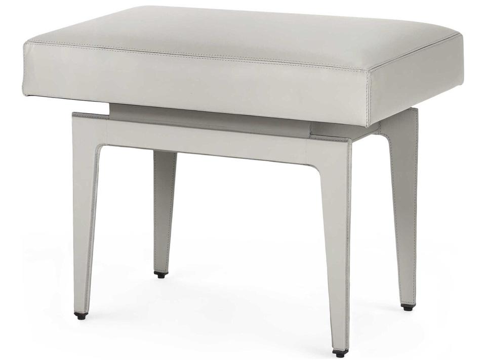 Winston Upholstered Gray Leather Accent Stool