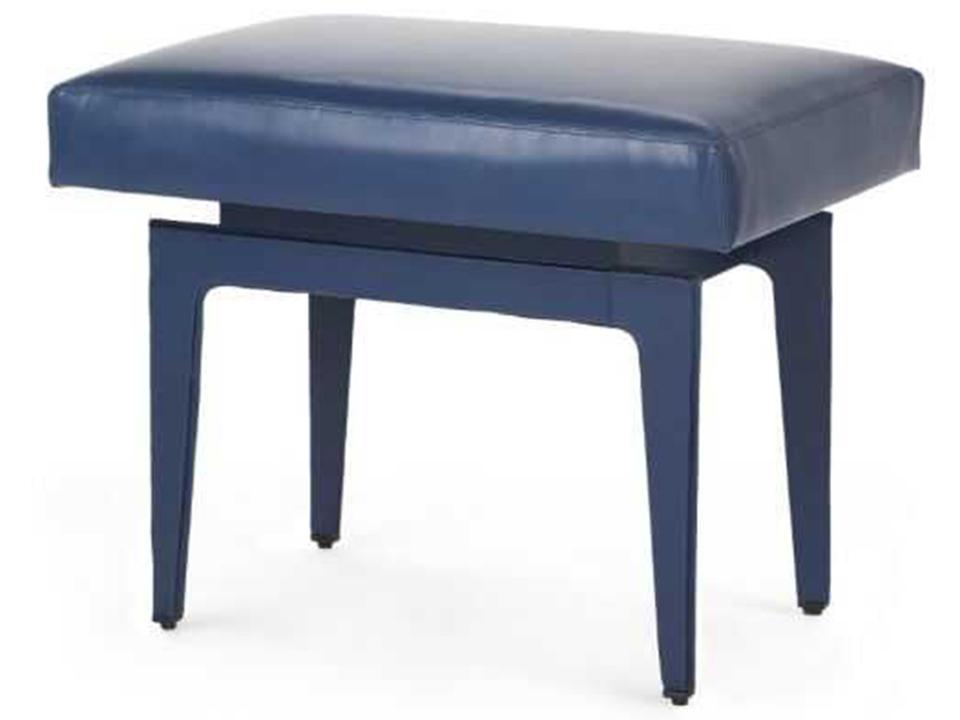 Navy Blue Leather Accent Stool