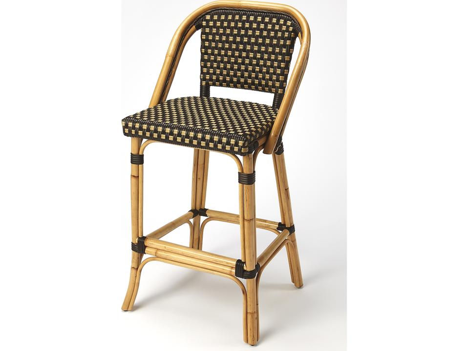 Lila Wicker Bar Stool in Dark Brown
