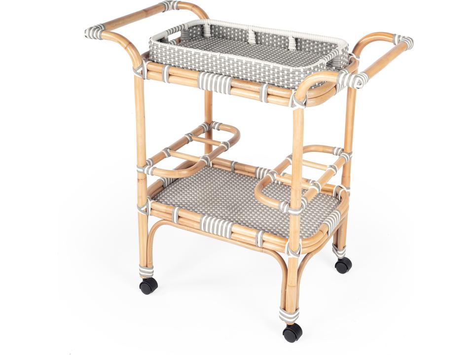 Selena Two-Tier Serving Cart with Removable Tray in Gray and White
