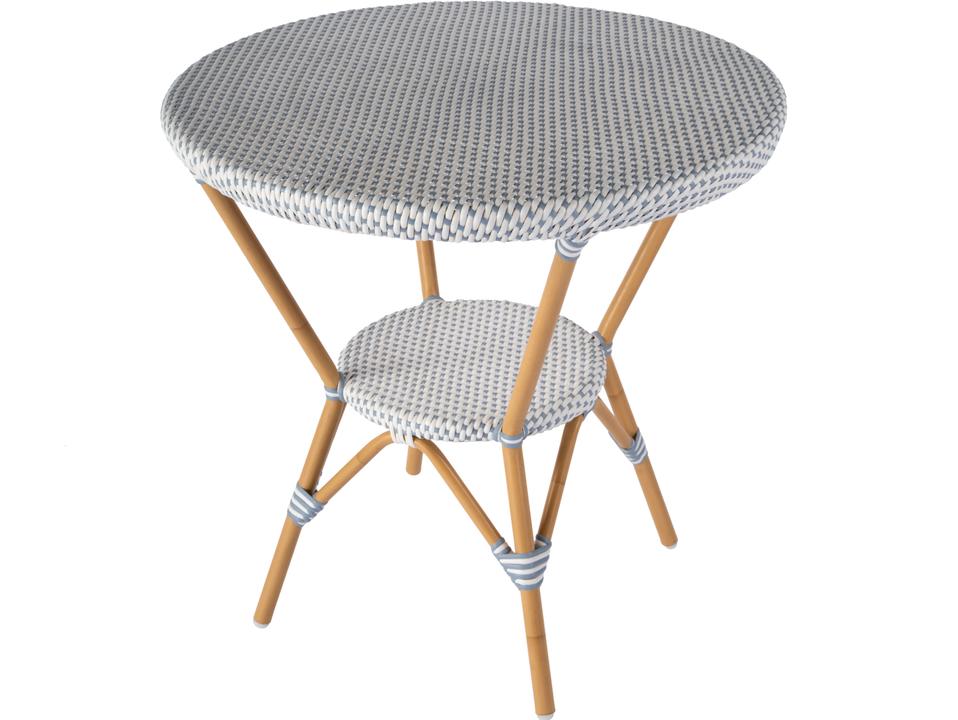 Butler Specialty Company Tobias 30-Inch Round Outdoor Bistro Table Blue White Rattan