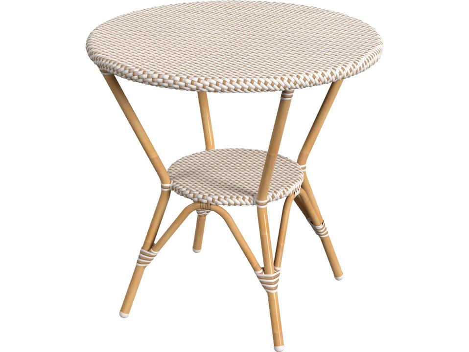 Butler Specialty Company Tobias Round Outdoor Bistro Table in Beige and White PE Rattan