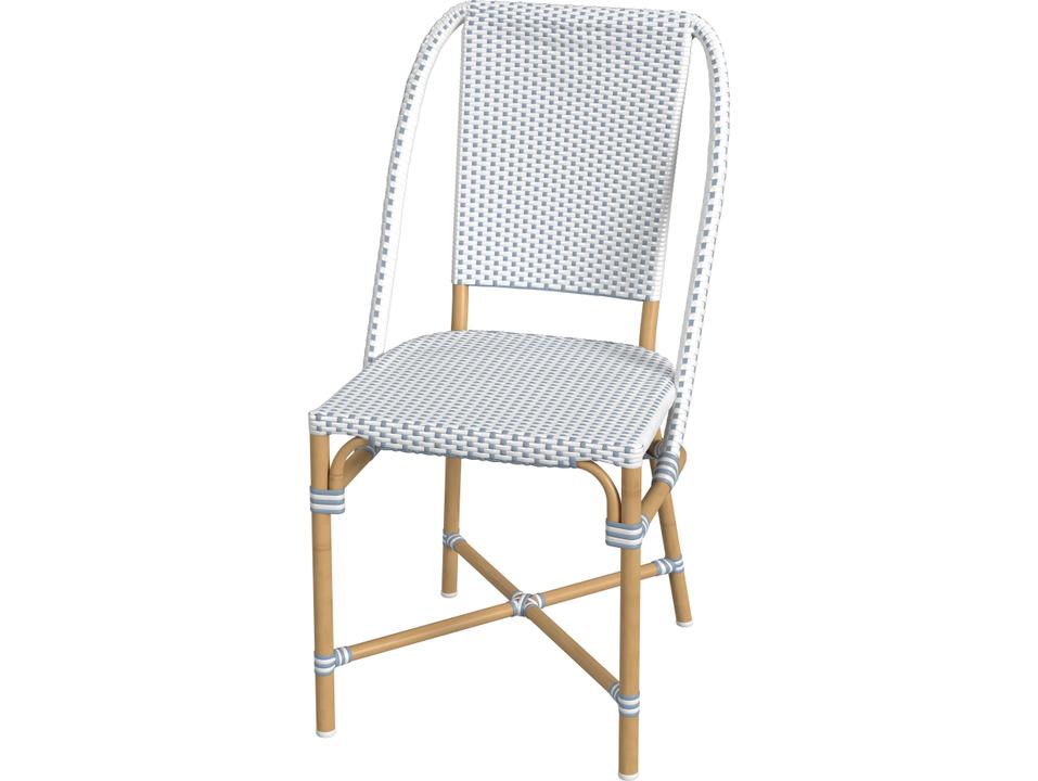 Tobias Aluminum Wicker Dining Chair in Coastal Blue and White