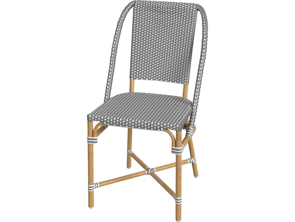 Tobias Aluminum Wicker Dining Chair in Gray and White Dot