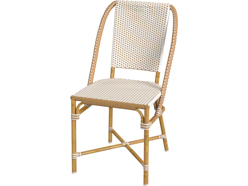 Tobias Aluminum Wicker Dining Side Chair in Beige and White