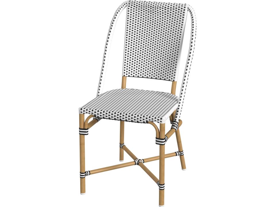 Tobias Aluminum Wicker Dining Chair in Black and White