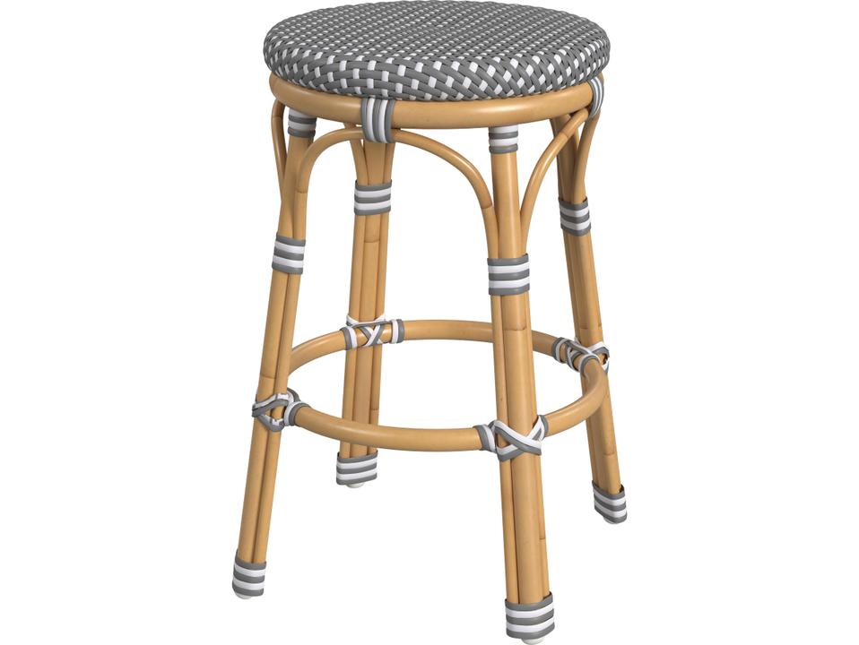 Tobias 24.5-Inch Backless Counter Stool in Gray White Wicker