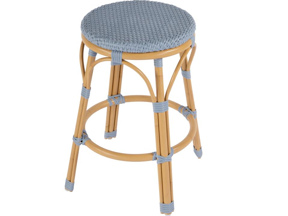 Tobias 24.5-Inch Backless Aluminum Wicker Counter Stool in Baby Blue
