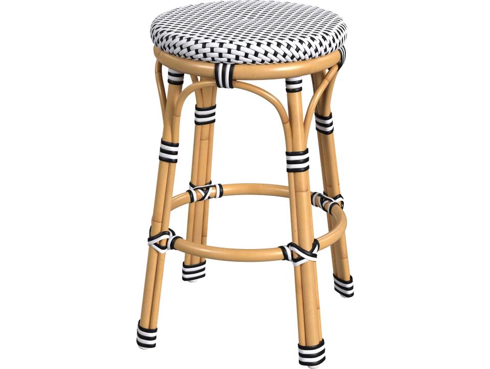 Tobias Aluminum Wicker Counter Stool in Black and White