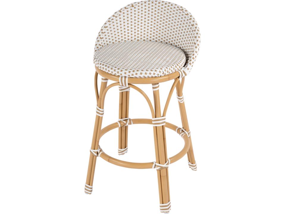 Tobias Low Back Aluminum Wicker Counter Stool in Beige and White