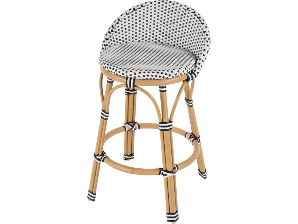 Tobias Aluminum Wicker Counter Stool in Black and White