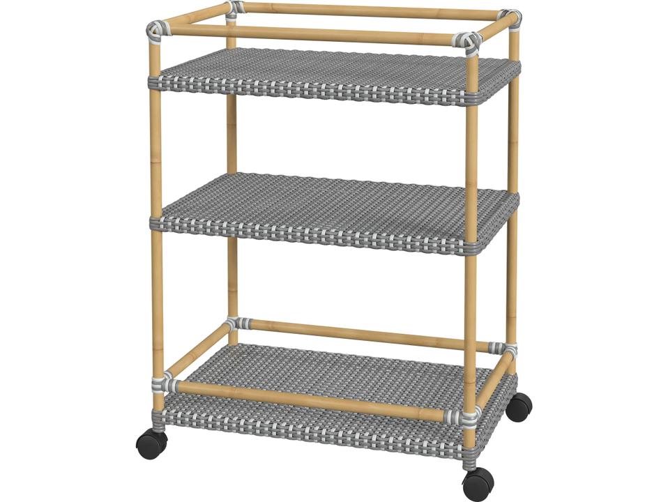 Tobias 24-Inch 3-Tier Rattan Serving Cart in Gray and Natural