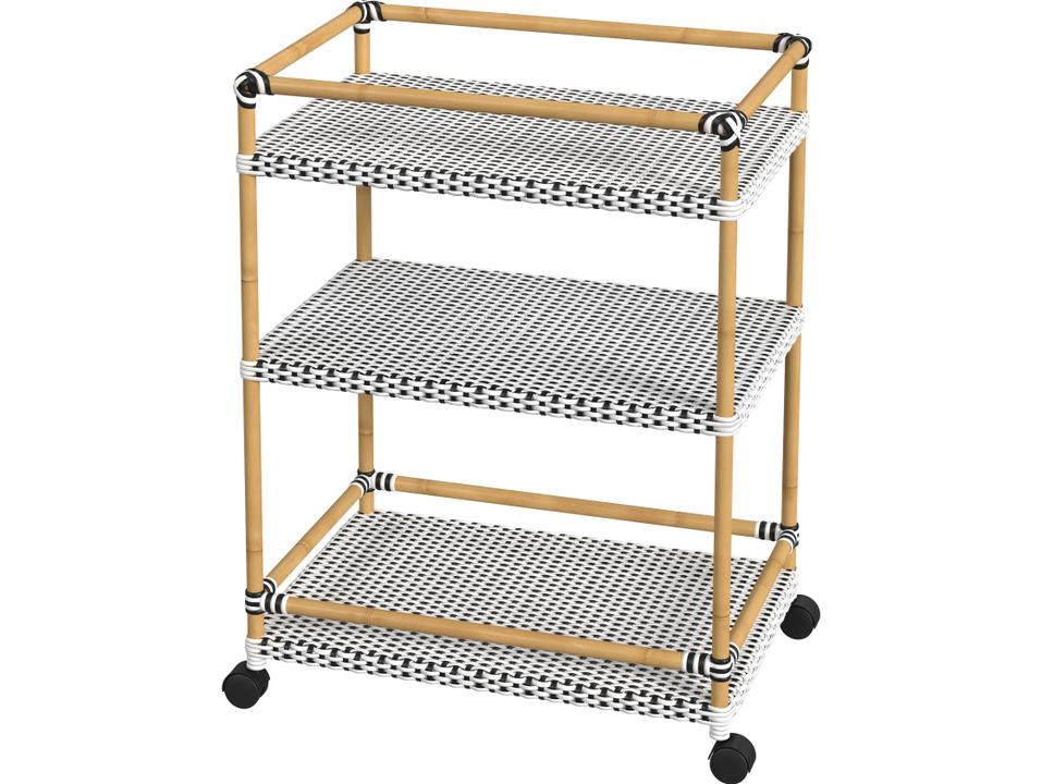 Tobias Outdoor 3-Tier Bar Cart with PE Rattan and Aluminum Frame