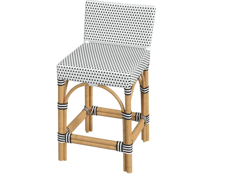 Amalfi Aluminum Polyurethane Wicker Counter Stool in Black and White