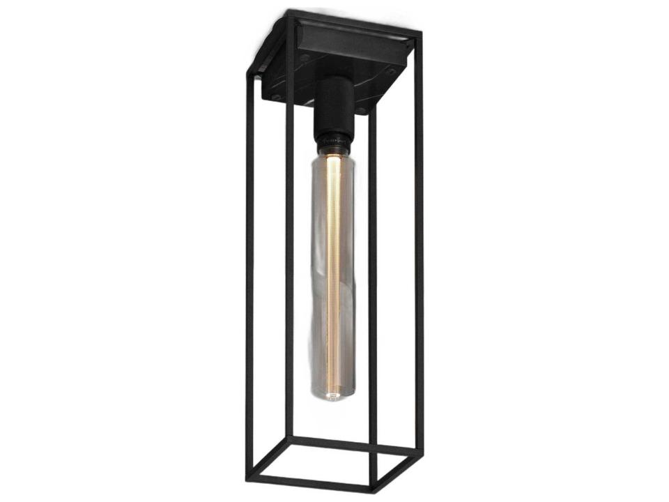 Caged Large Cross Flush Mount Ceiling Light in Black Marble