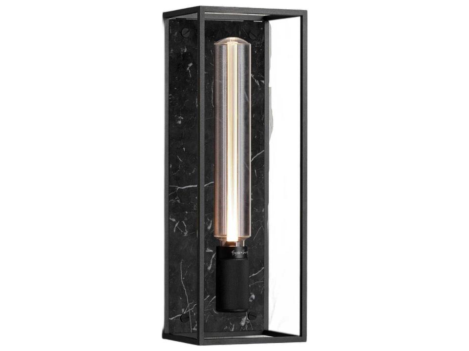 Caged Large Cross 1-Light Wall Sconce in Black Marble