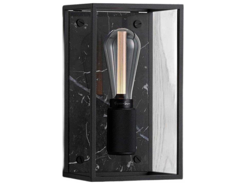 Caged Wall Light Medium in Matte Black and Black Marble