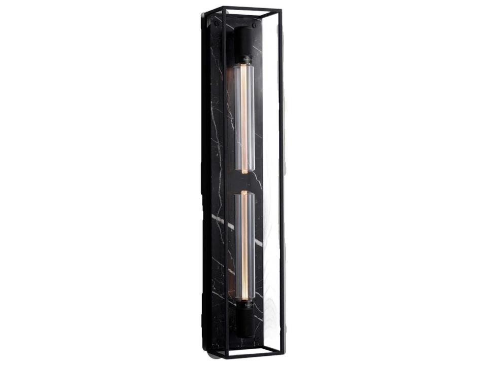 Caged X-Large 2-Light Wall Sconce with Black Marble Back