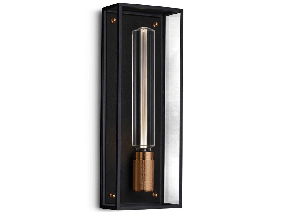 Caged Cross 1-Light Outdoor Wall Light in Black Warm Sunset