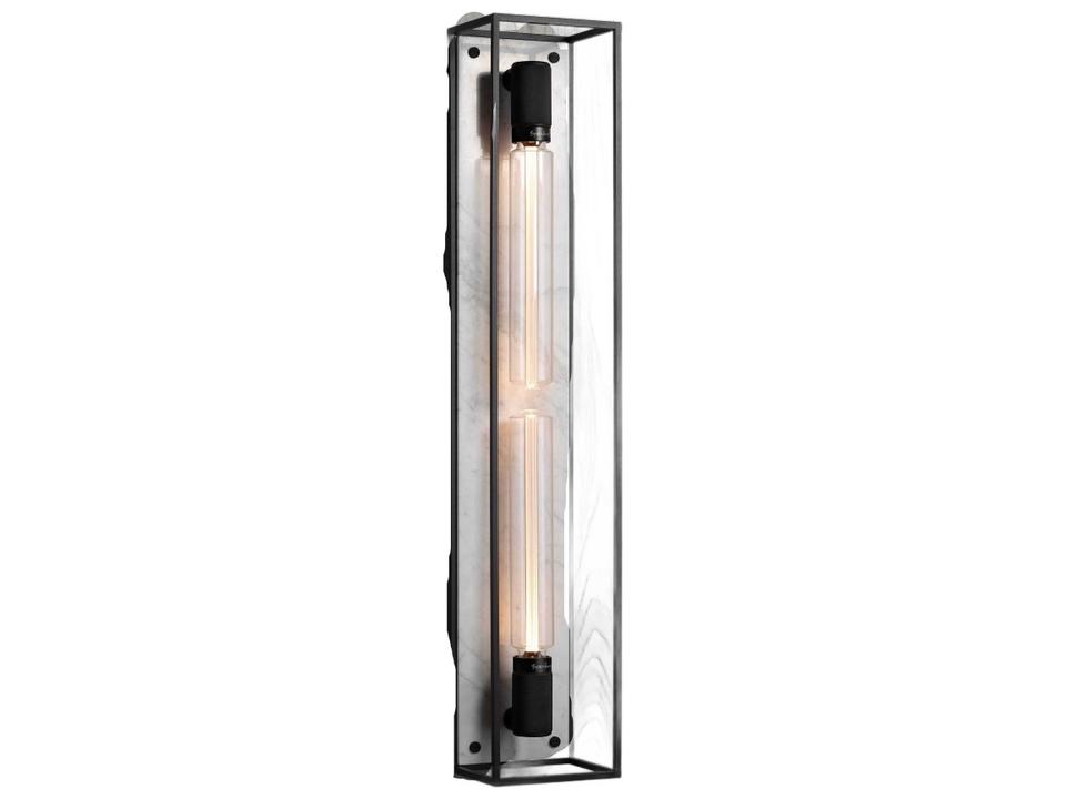 Caged X-Large 2-Light Wall Sconce with White Marble Panel