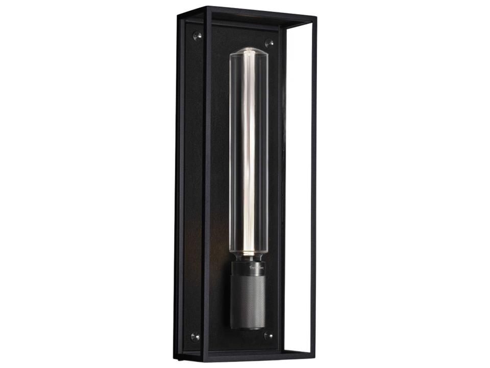 Caged 1-Light Outdoor Wall Light in Gunmetal and Black