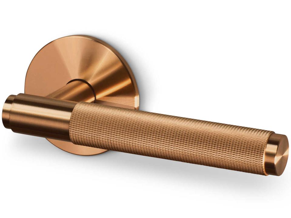Cross Passage Door Handle Set in Warm Sunset Solid Metal