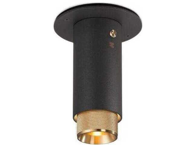 Exhaust 1-Light Brass Black Cylinder Flush Mount