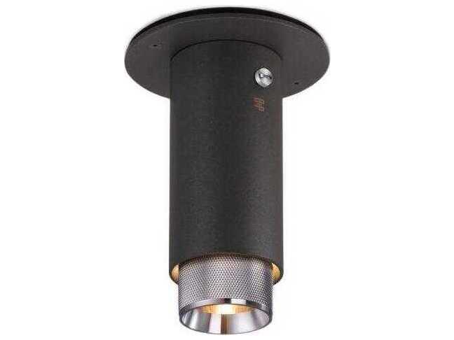 Exhaust 1-Light Steel Black Cylinder Flush Mount