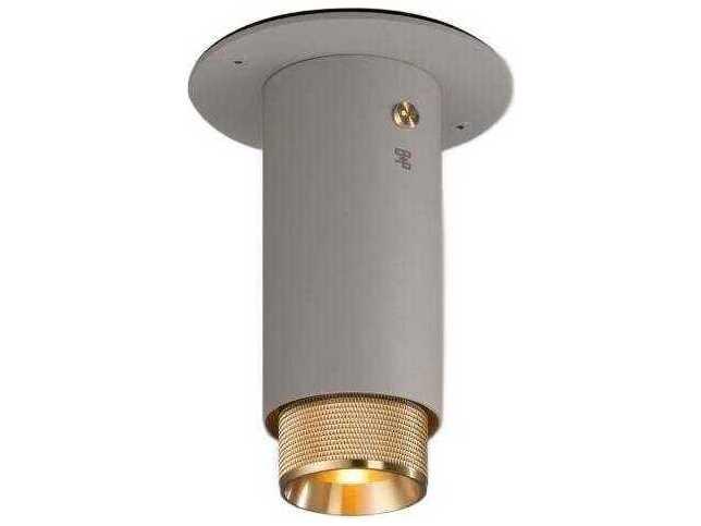 Exhaust 1-Light Brass Gray Cylinder Flush Mount