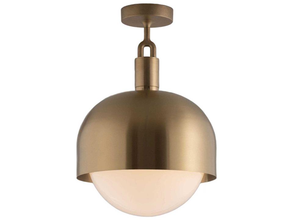 Forked 1-Light Brass Semi Flush Mount