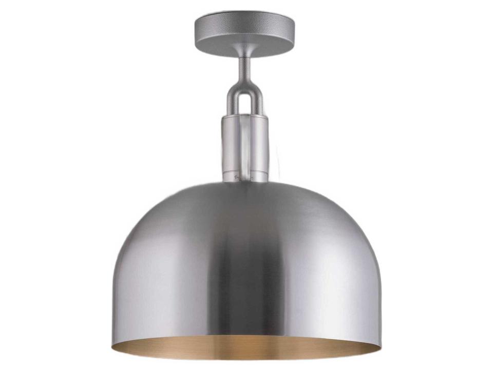 Forked Globe 1-Light Semi-Flush Mount in Steel with Smoked Glass