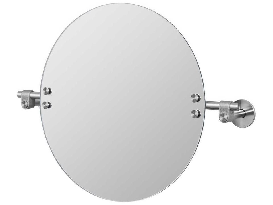 Cast Small Steel Round Tilt Mirror with Rough-Cast Knuckle