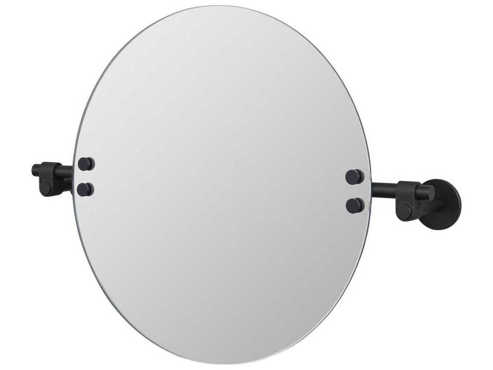 Cast Small Round Wall Mirror in Welders Black with Adjustable Tilt
