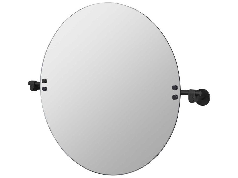 Cast Large Round Tilting Mirror in Welders Black Stainless Steel