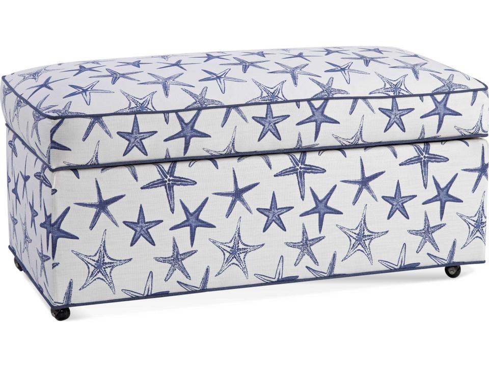 Storage Ottoman with Casters and Customizable Fabric